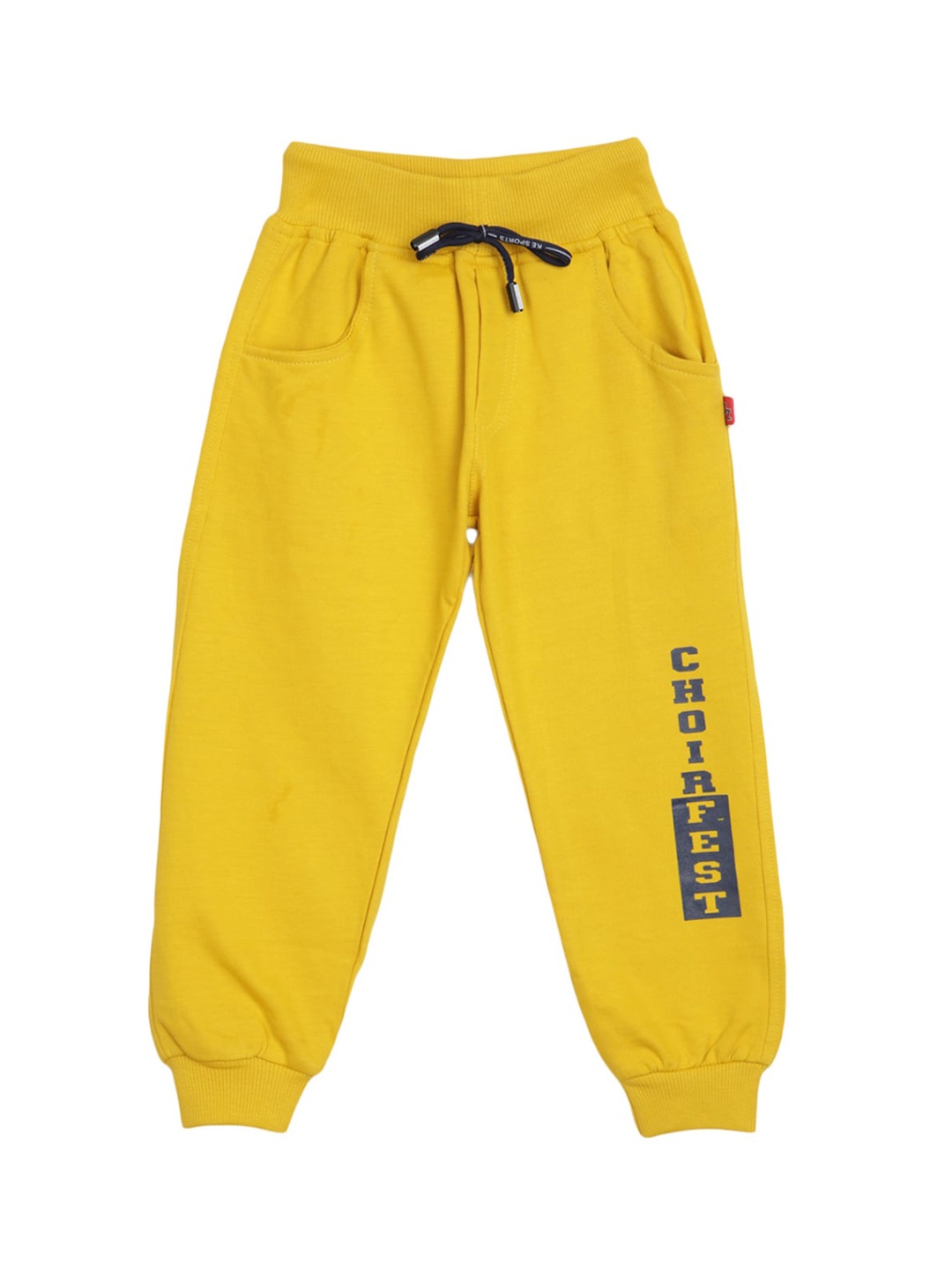 

V-Mart Boys Printed Mid-Rise Cotton Joggers, Yellow