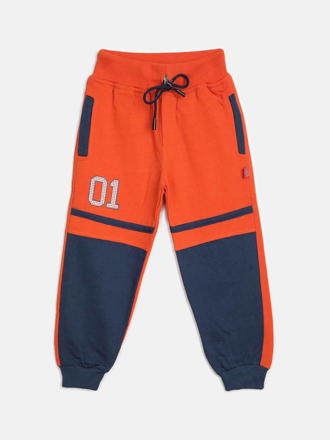 

V-Mart Boys Colourblocked Cotton Joggers, Orange