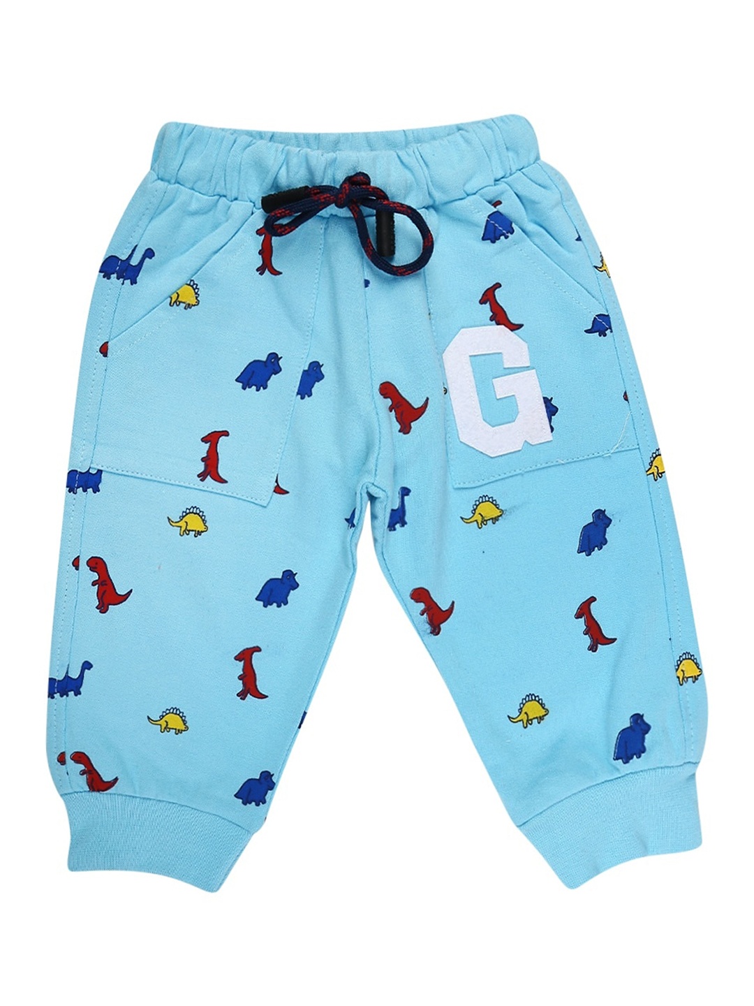 

V-Mart Infant Conversational Printed Mid-Rise Cotton Joggers, Blue