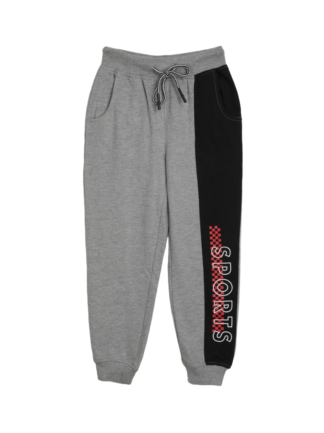

V-Mart Boys Colourblocked Mid-Rise Joggers, Grey