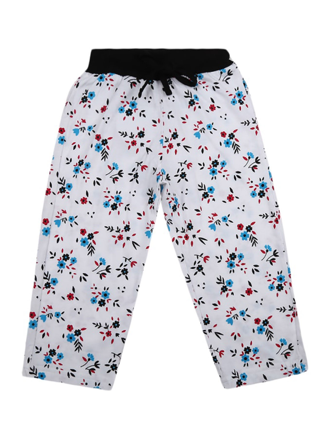 

V-Mart Girls Floral Printed Cotton Capris, White