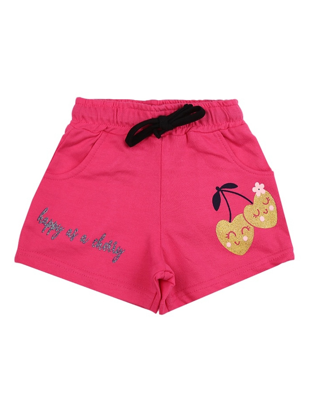

V-Mart Girls Graphic Printed Cotton Shorts, Fuchsia