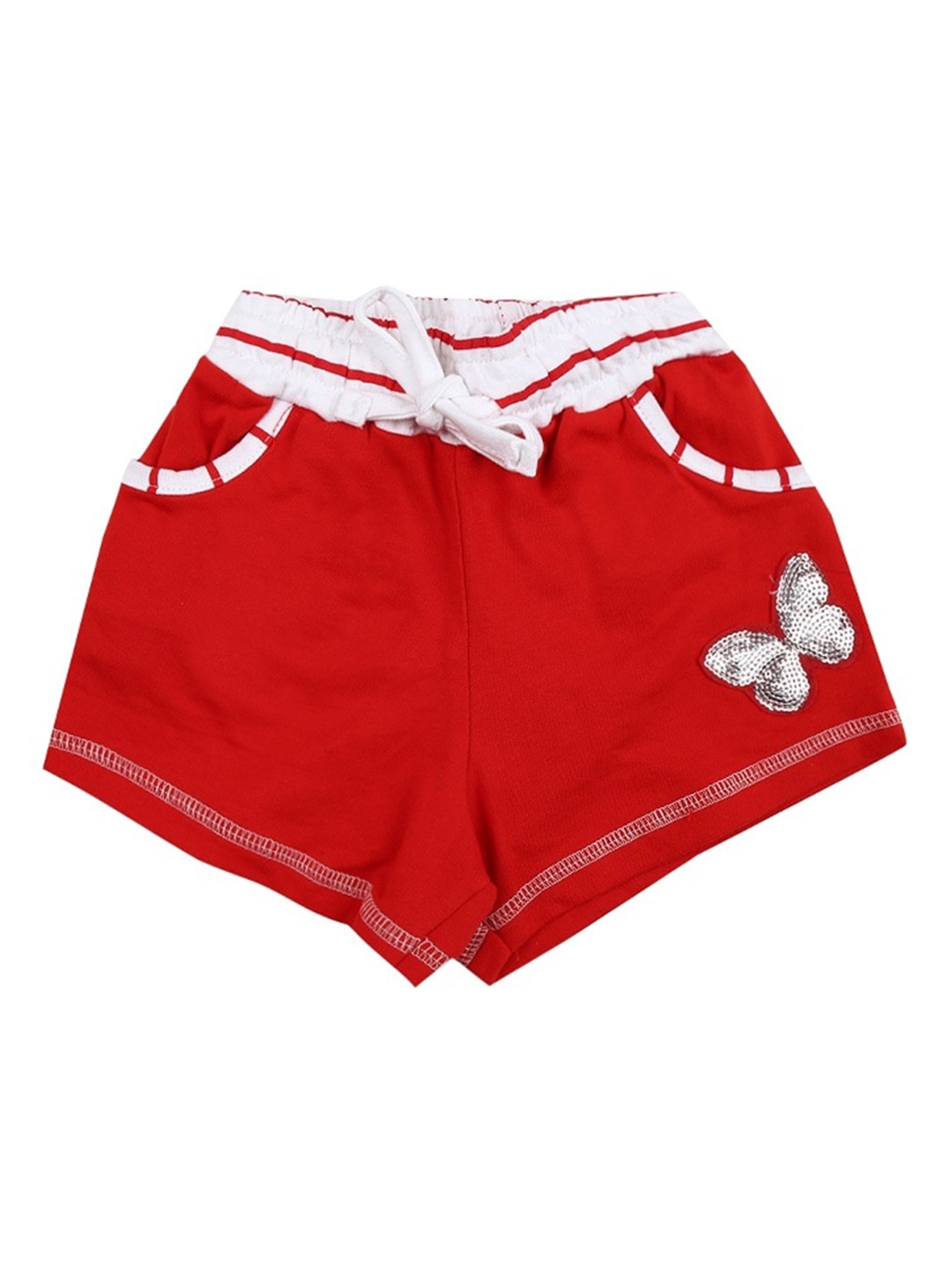 

V-Mart Girls Mid Rise Cotton Shorts, Red