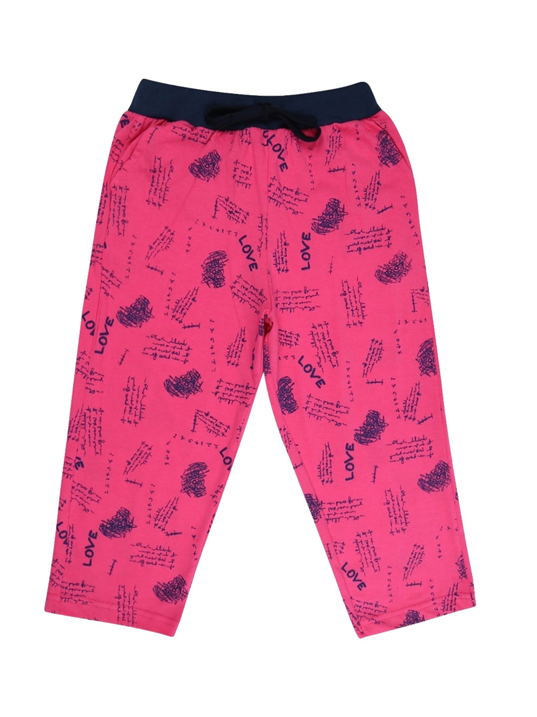 

V-Mart Girls Typography Printed Mid Rise Cotton Capri, Pink