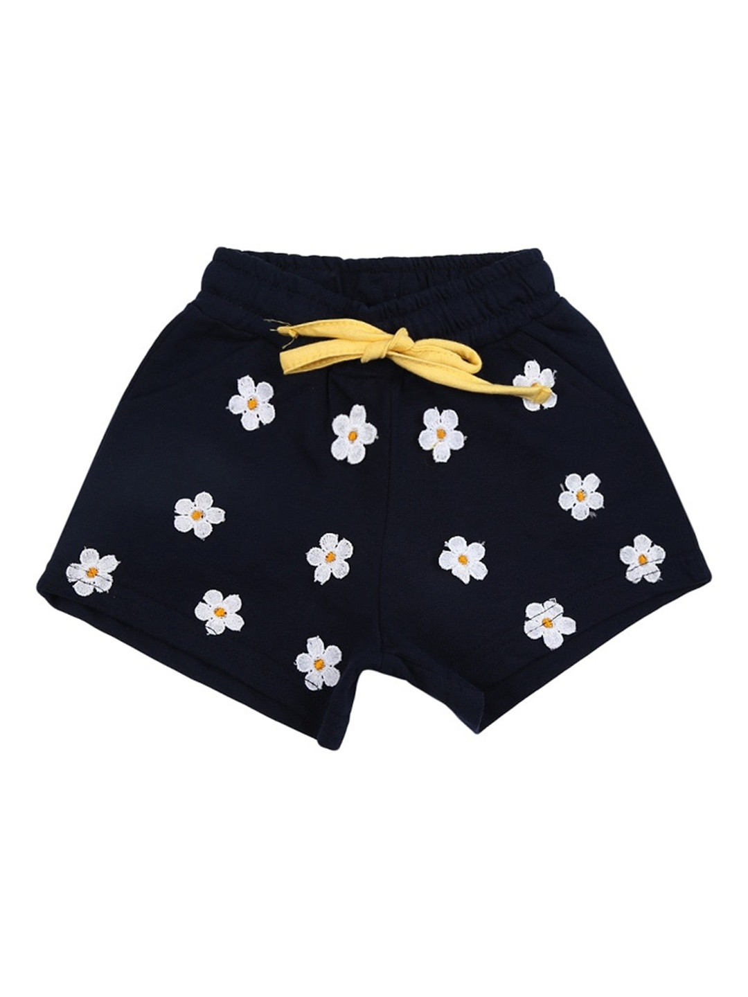 

V-Mart Girls Floral Printed Cotton Shorts, Navy blue