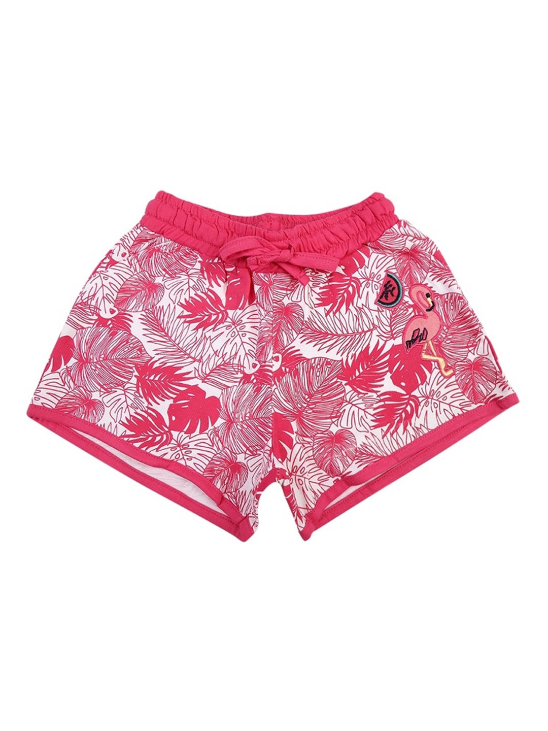 

V-Mart Girls Floral Printed Cotton Shorts, Fuchsia