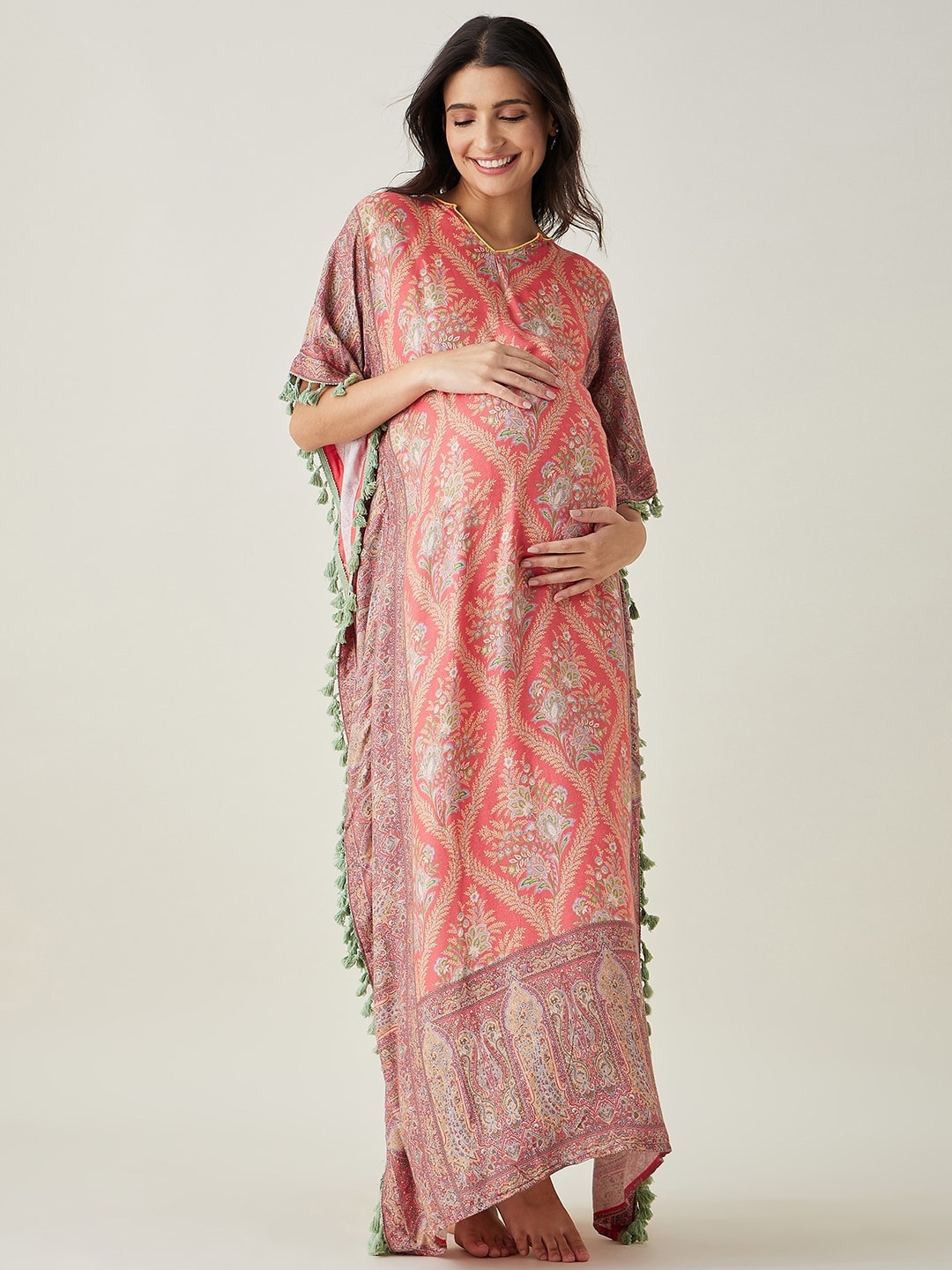 

The Kaftan Company Red Floral Maternity Maxi Kaftan Nightdress