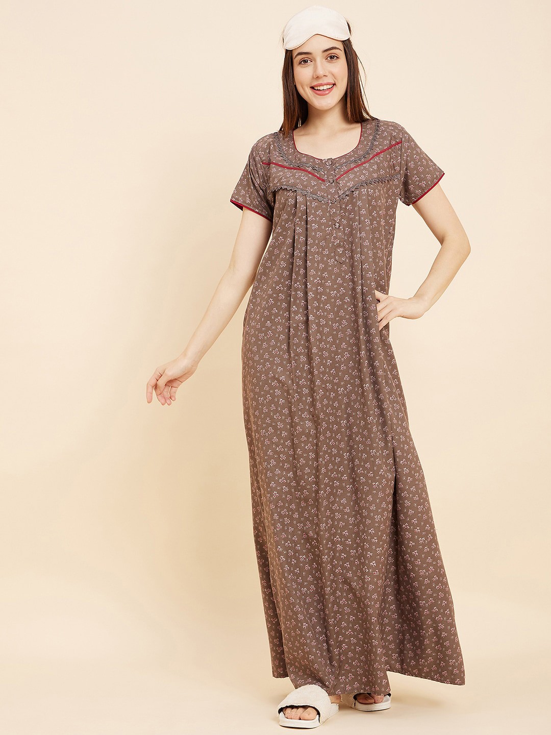 

Sweet Dreams Grey Floral Printed Maxi Nightdress