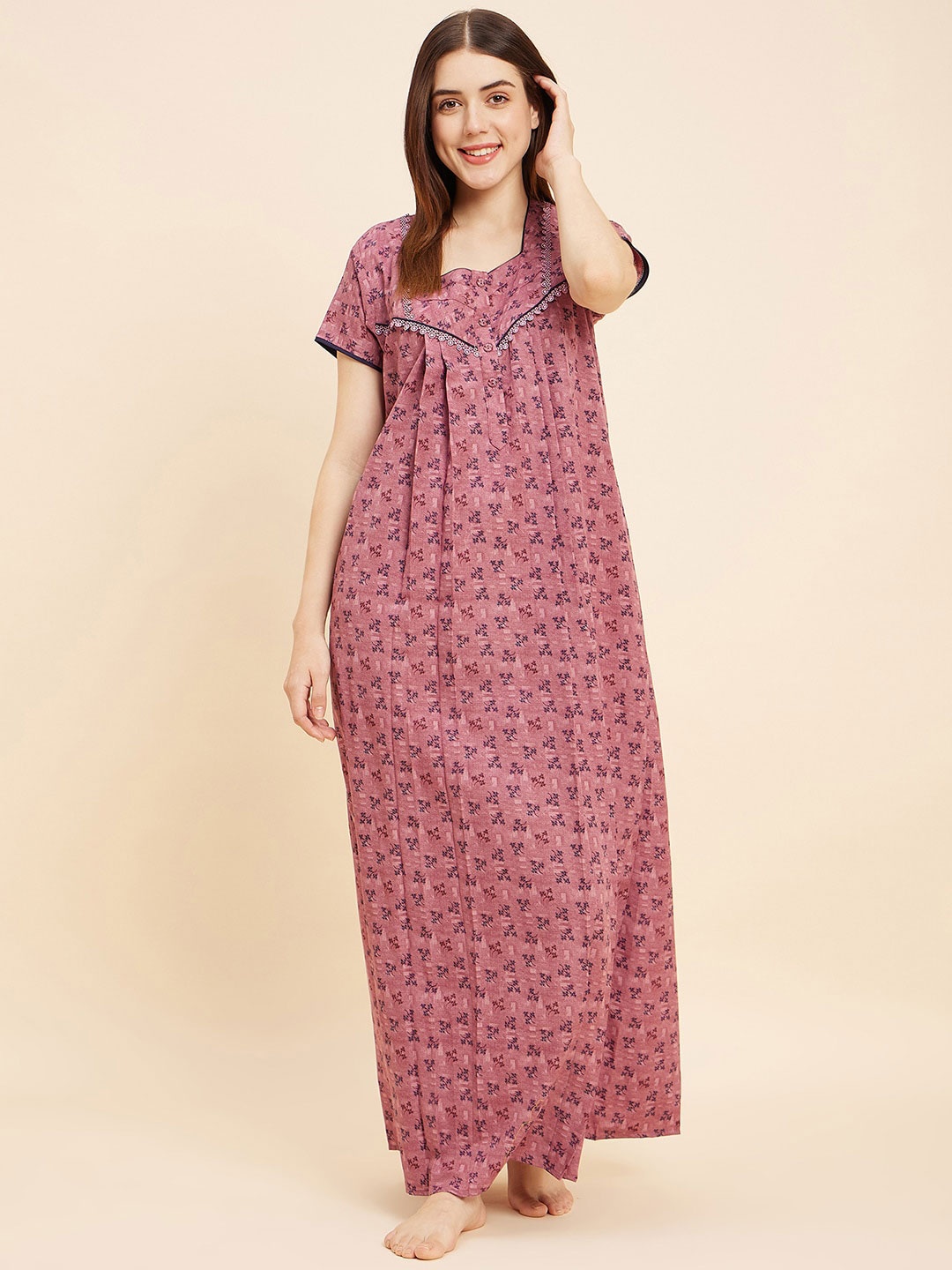 

Sweet Dreams Rose Floral Printed Maxi Nightdress