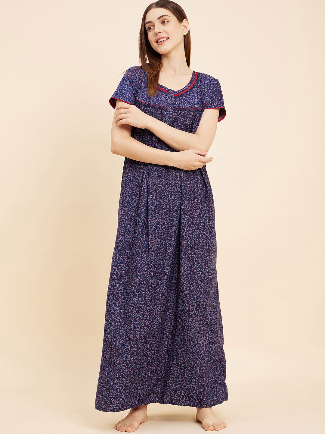 

Sweet Dreams Blue Floral Printed Maxi Nightdress