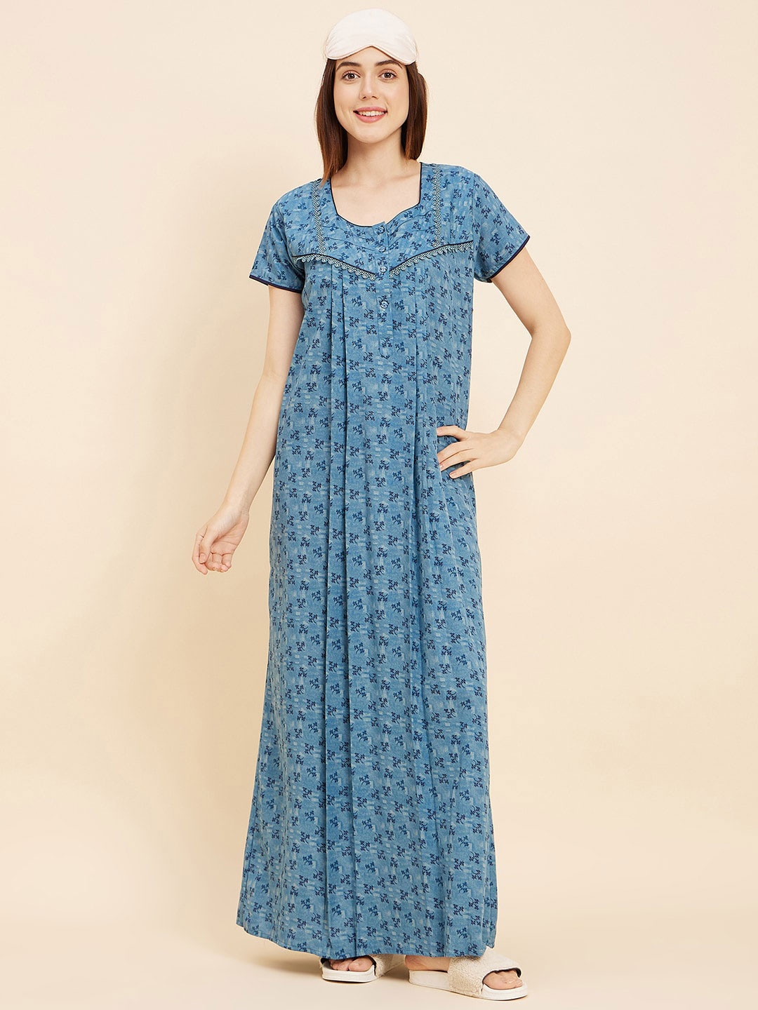 

Sweet Dreams Blue Floral Printed Maxi Nightdress