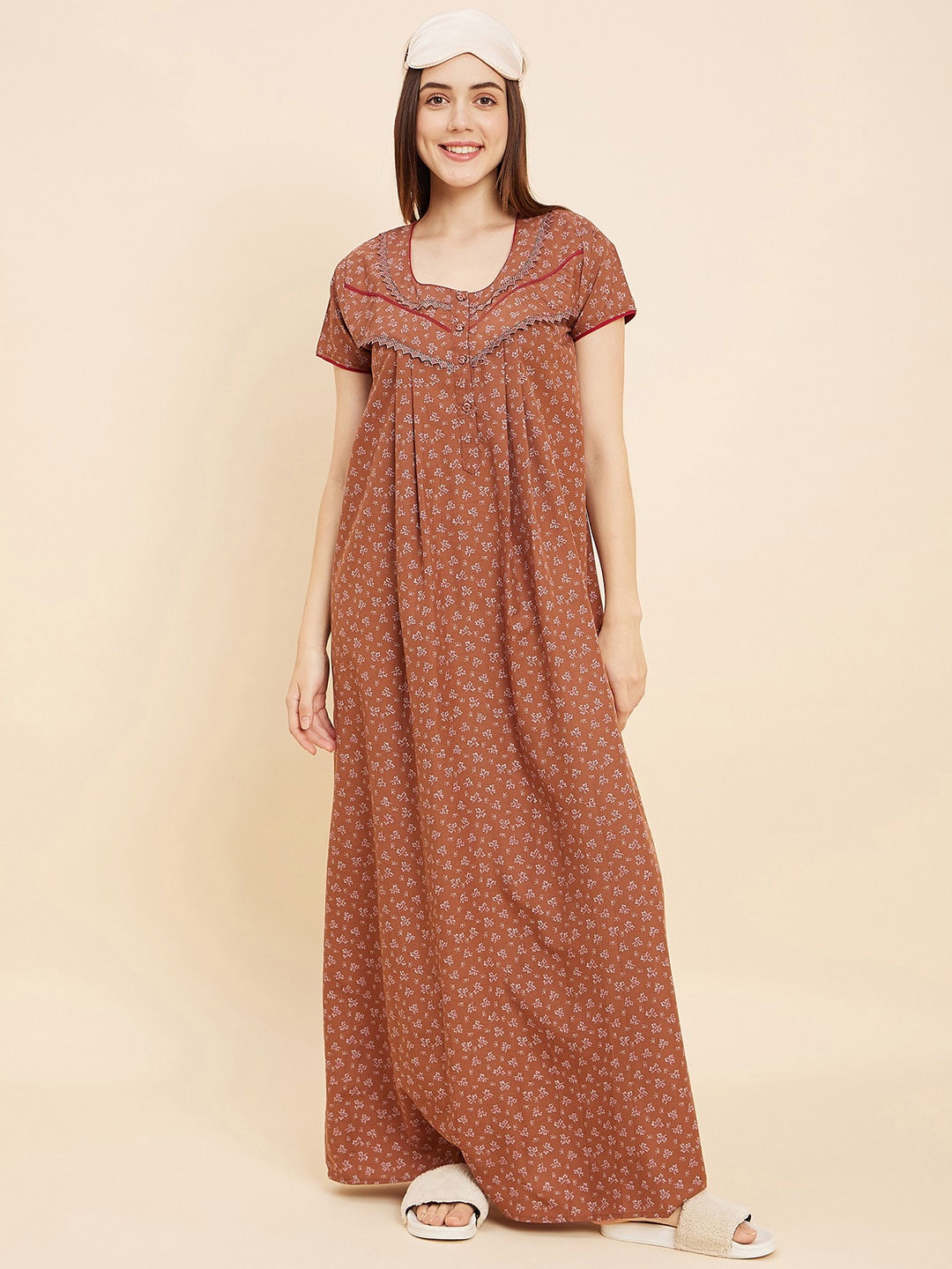 

Sweet Dreams Rust Printed Maxi Nightdress