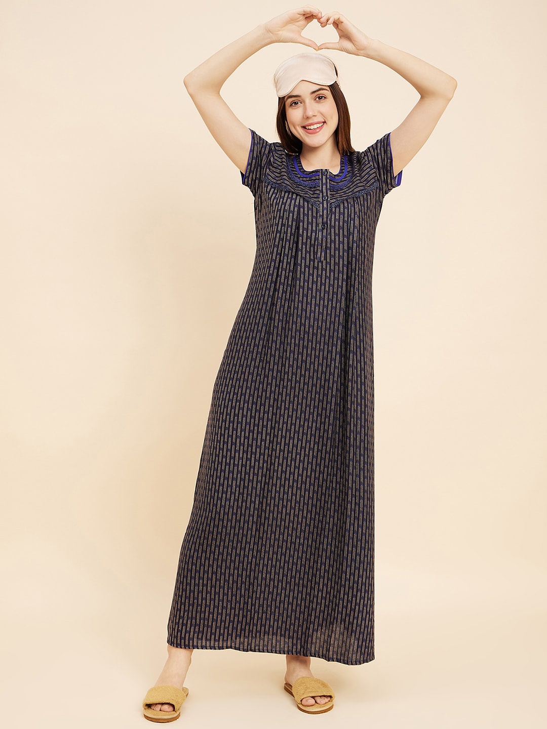 

Sweet Dreams Blue Printed Cotton Maxi Nightdress