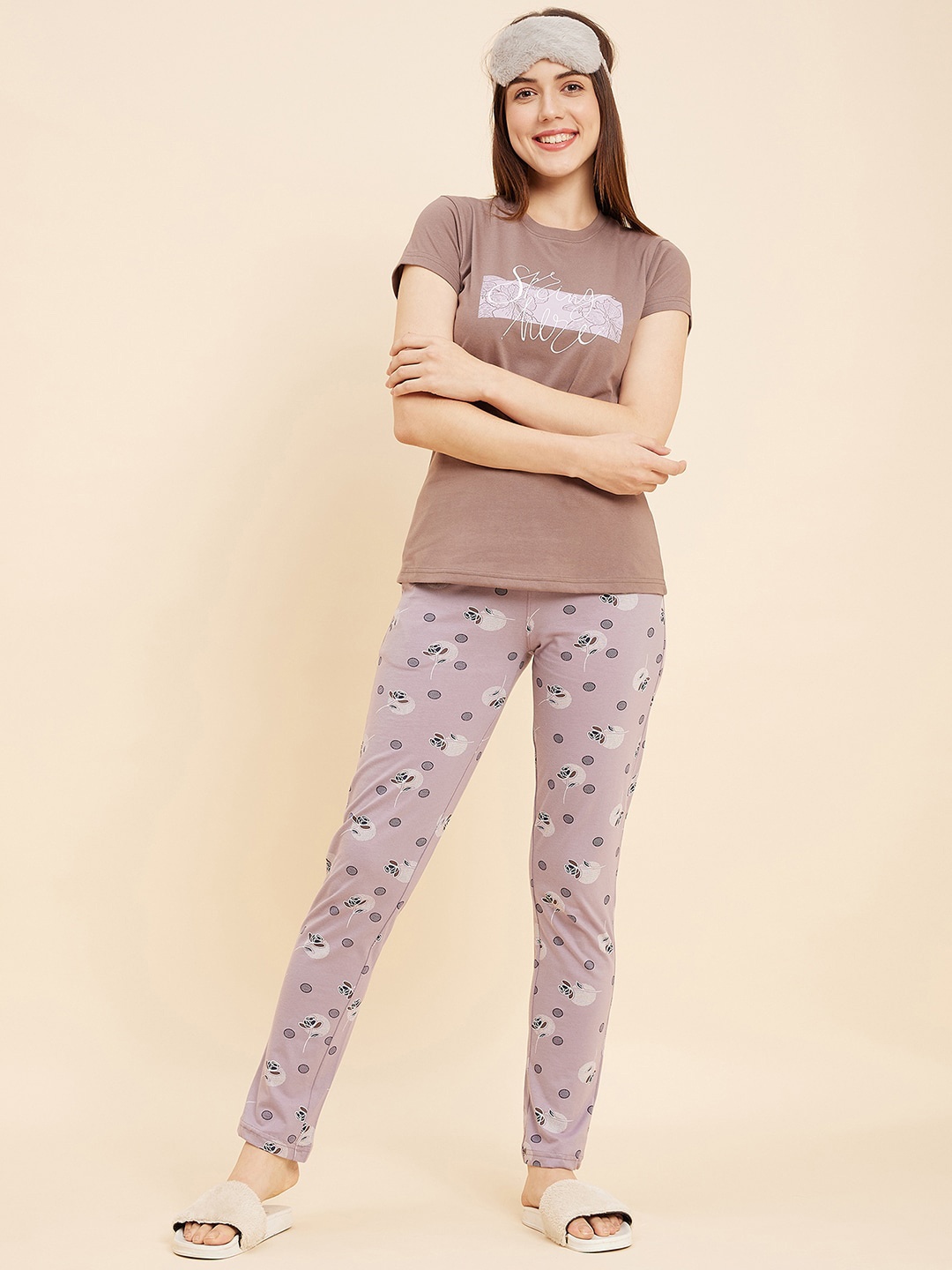 

Sweet Dreams Graphic Printed Night suit, Lavender