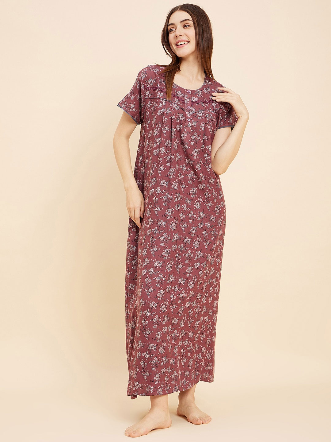 

Sweet Dreams Rose Floral Printed Cotton Maxi Nightdress