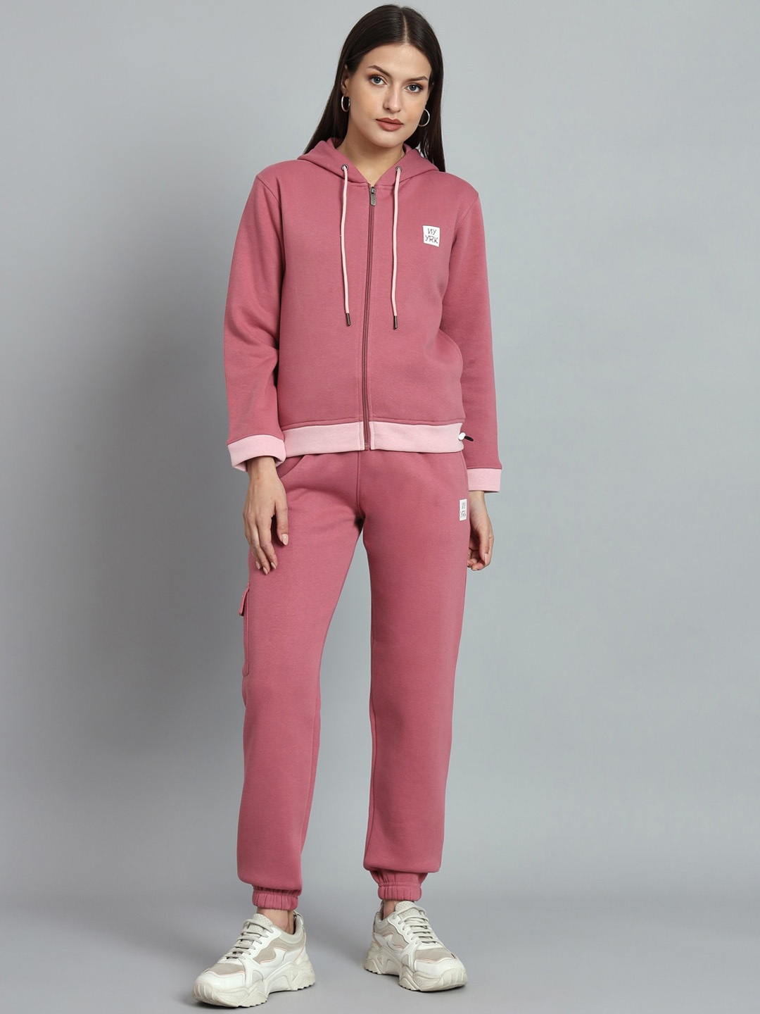 

ANTI CULTURE Hooded Fleece Sweatshirt With Joggers, Pink
