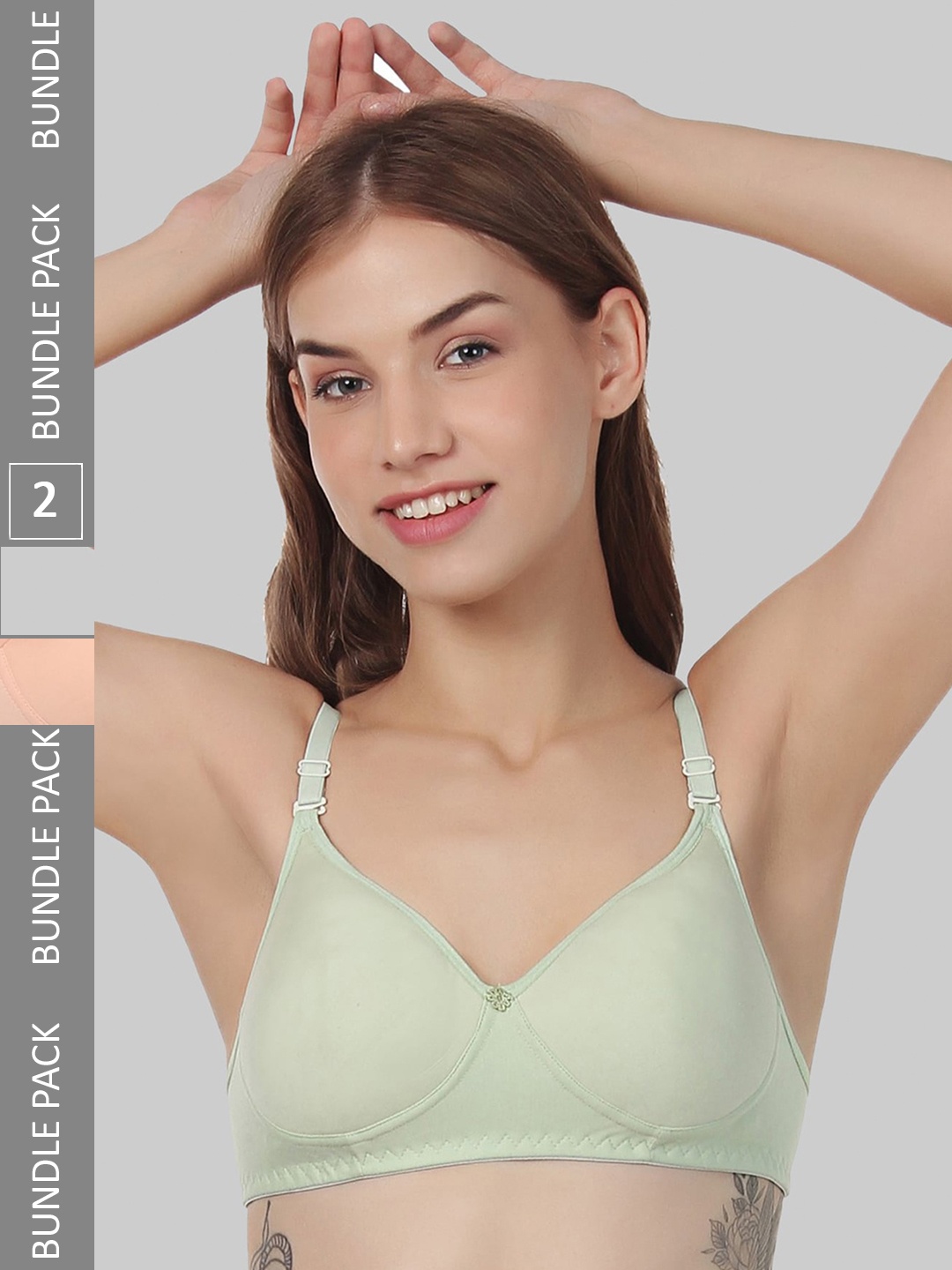 

FUNAHME Pack of 2 Full Coverage Lightly Padded Bra With All Day Comfort, Peach