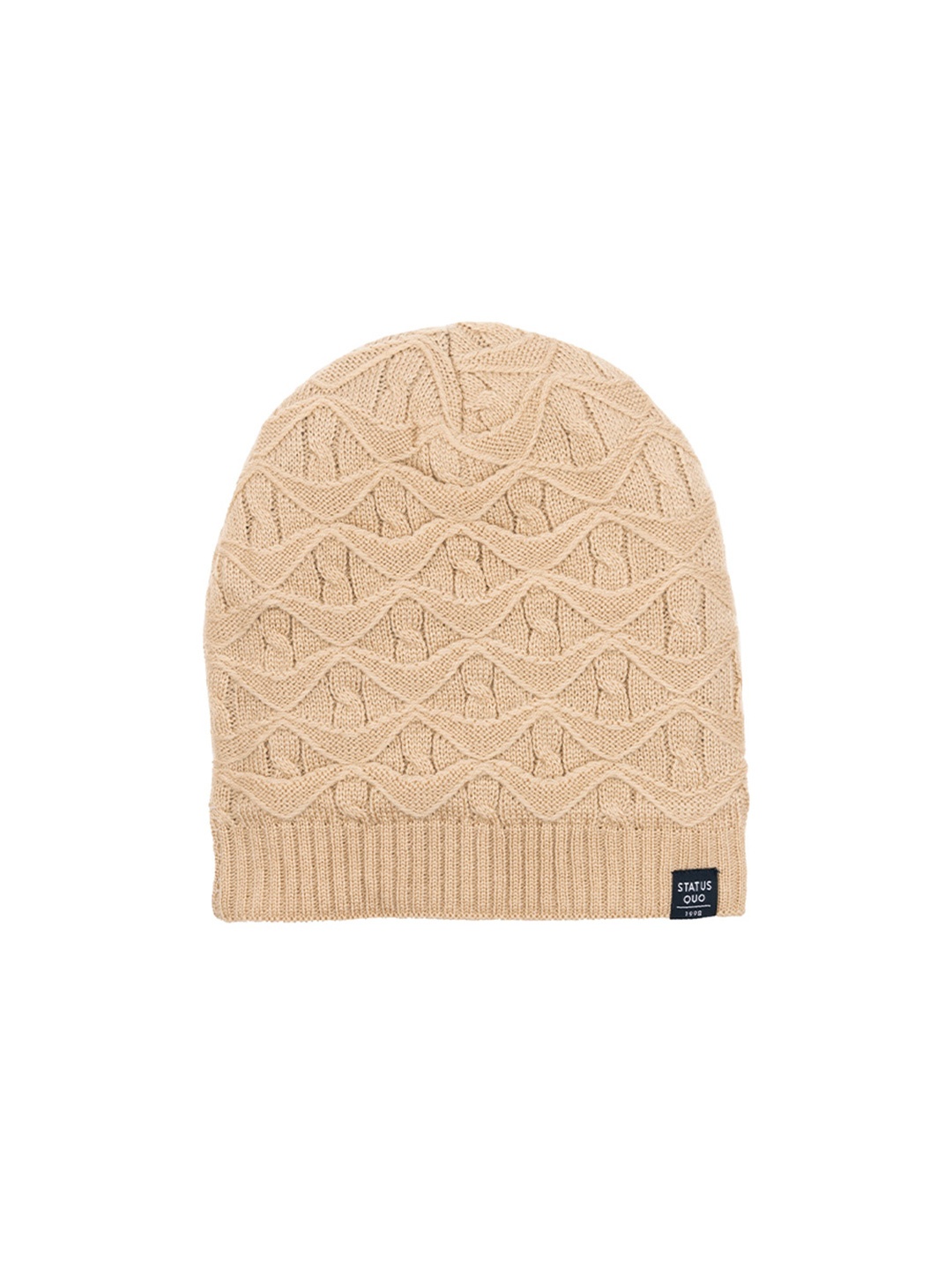 

Status Quo Men Self Design Acrylic Beanie, Beige