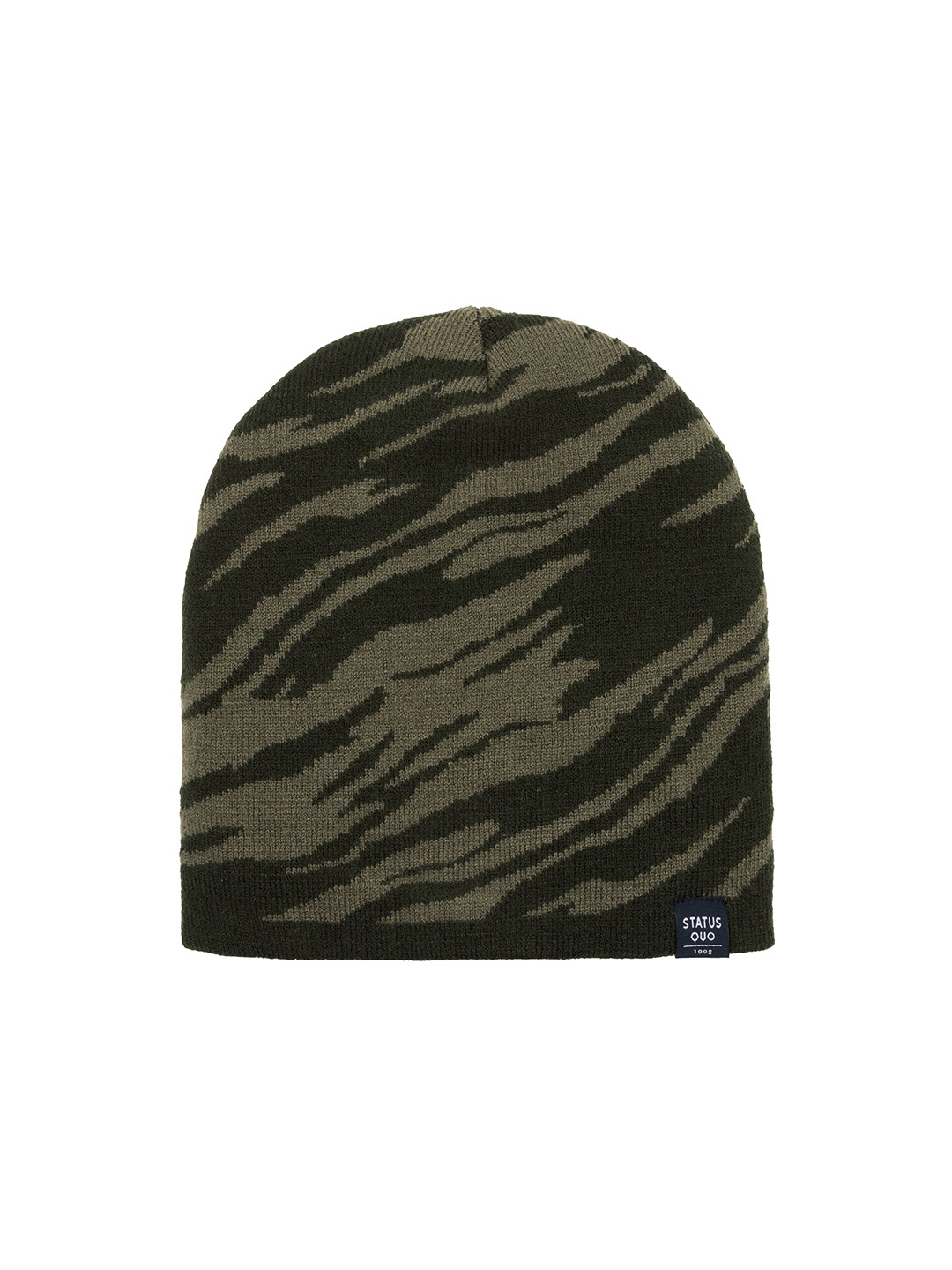 

Status Quo Men Printed Acrylic Beanie, Olive