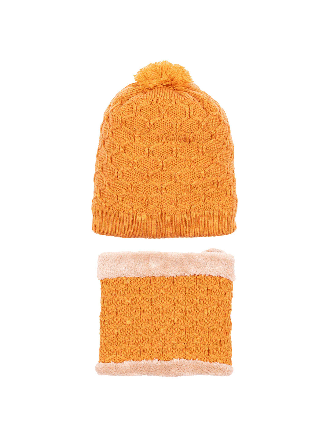 

Status Quo Men Self Design Acrylic Beanie With Muffler Set, Mustard