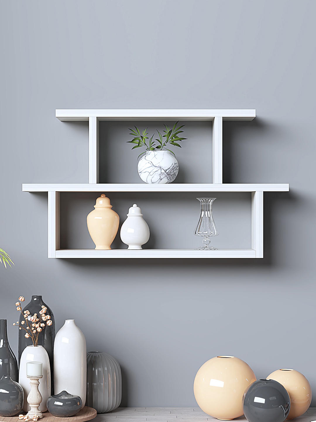 

RANDOM White Wood 3-Tier Wall Shelf