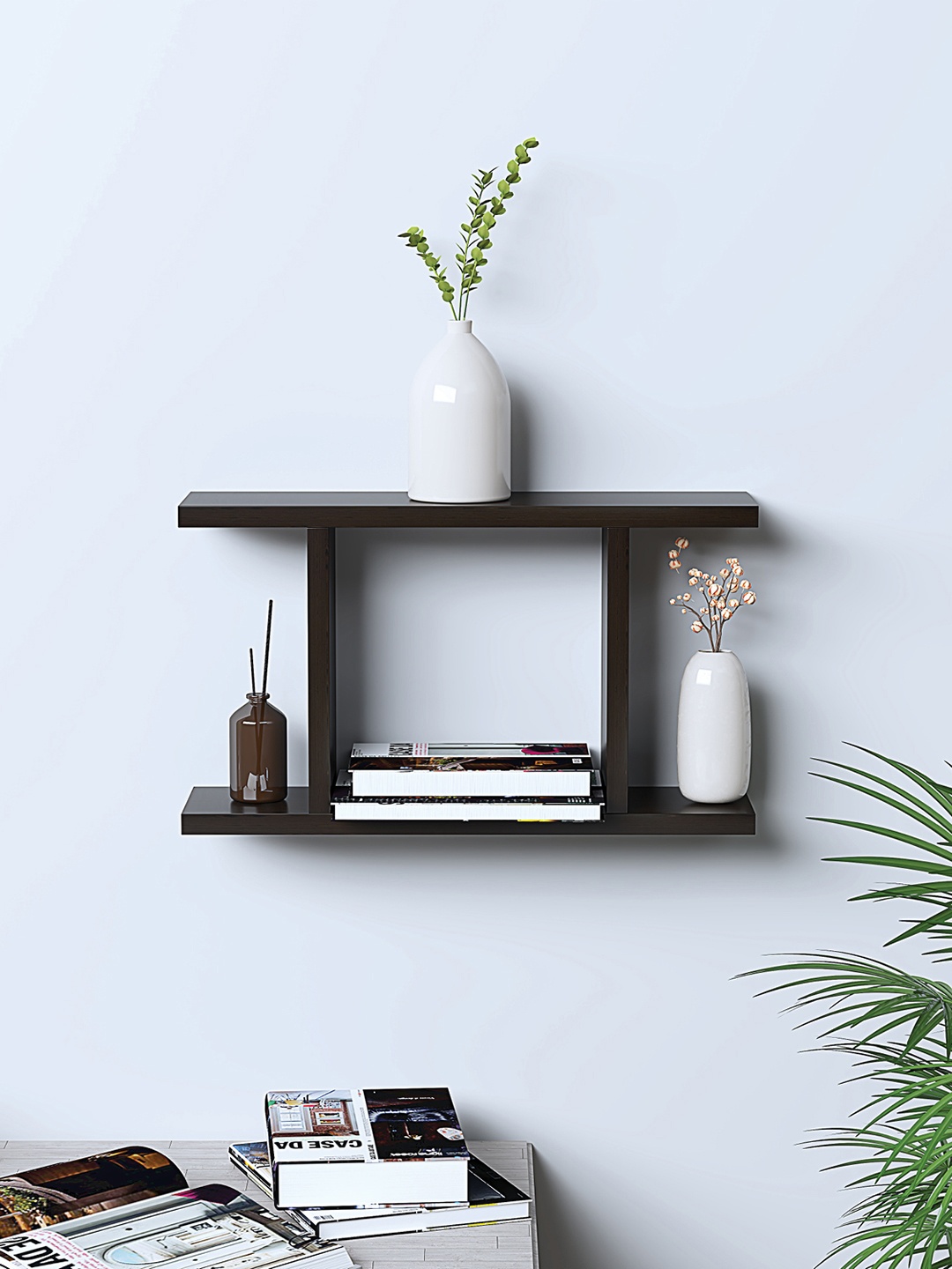 

RANDOM Brown Wood 2-Tier Wall Shelf