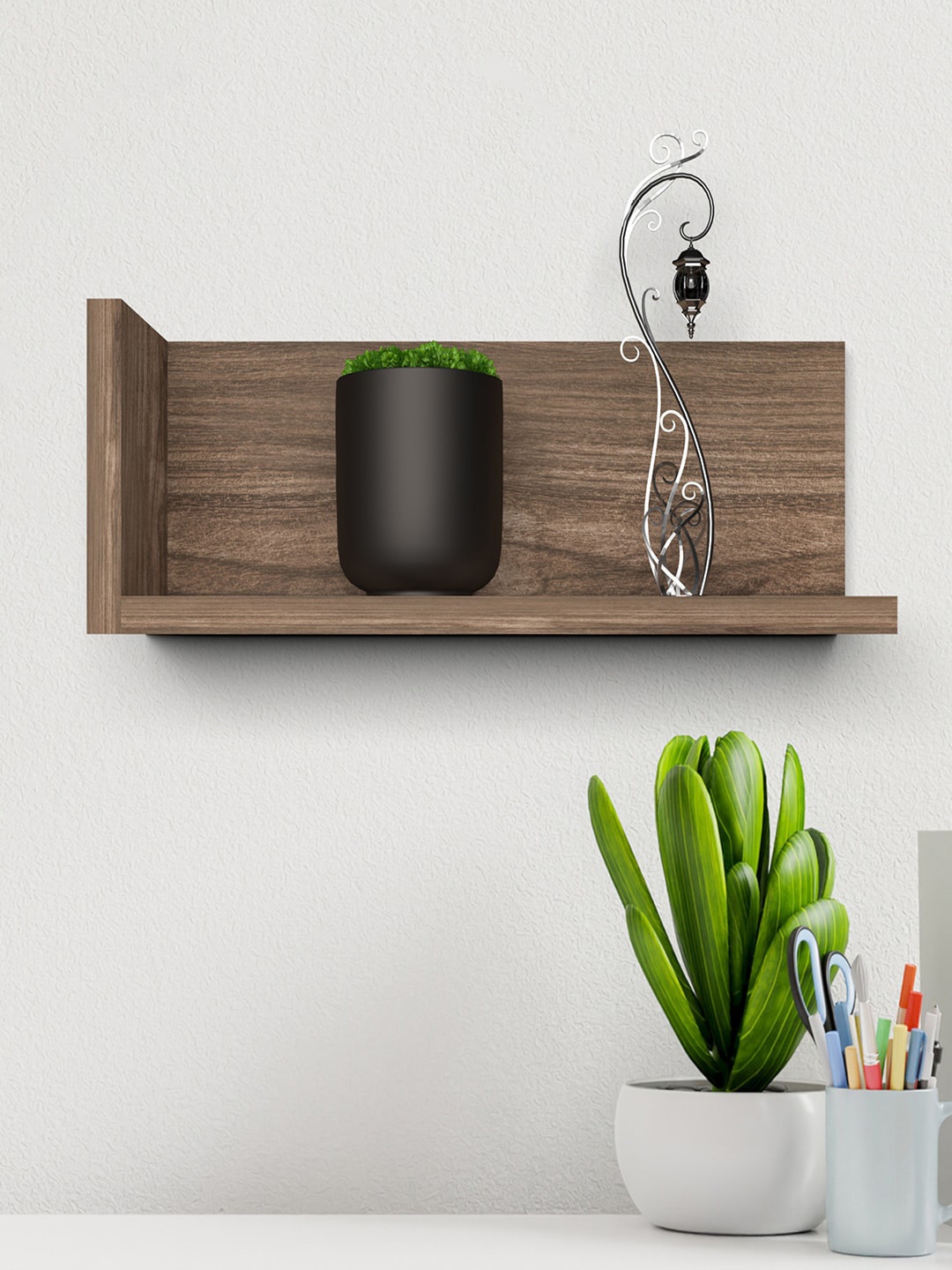 

RANDOM Brown Wood Basic Wall Shelf