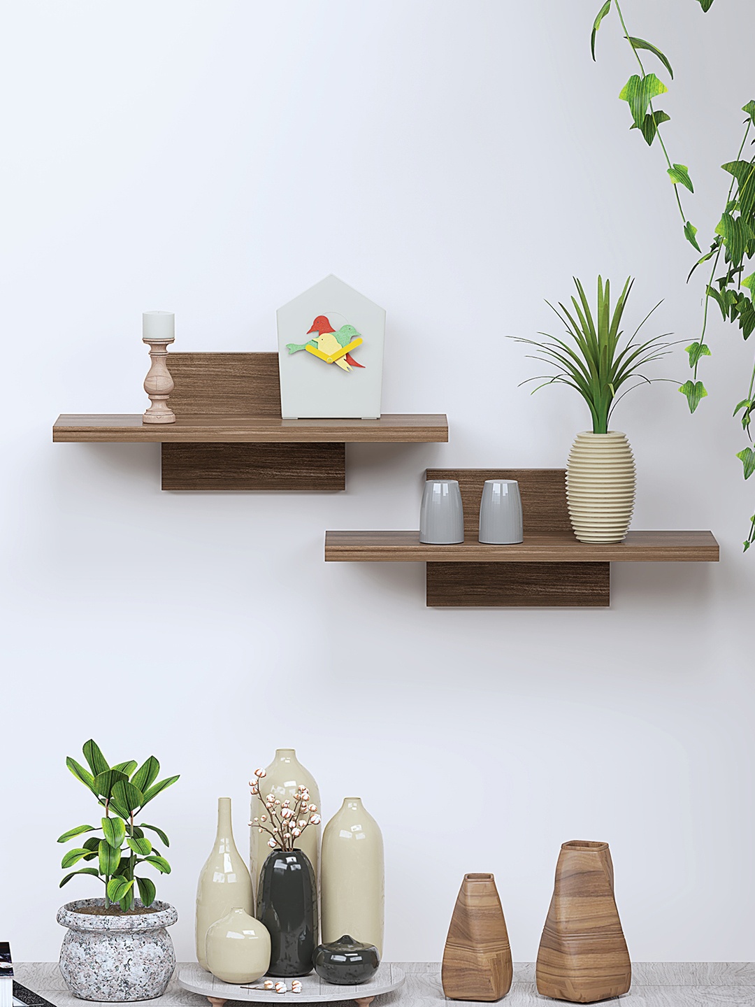 

RANDOM Brown Wood Basic Wall Shelf