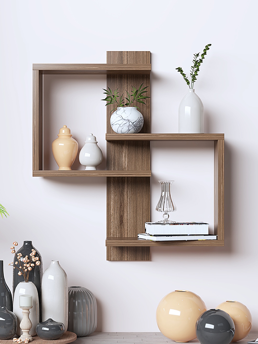 

RANDOM Brown Wood Basic Wall Shelf