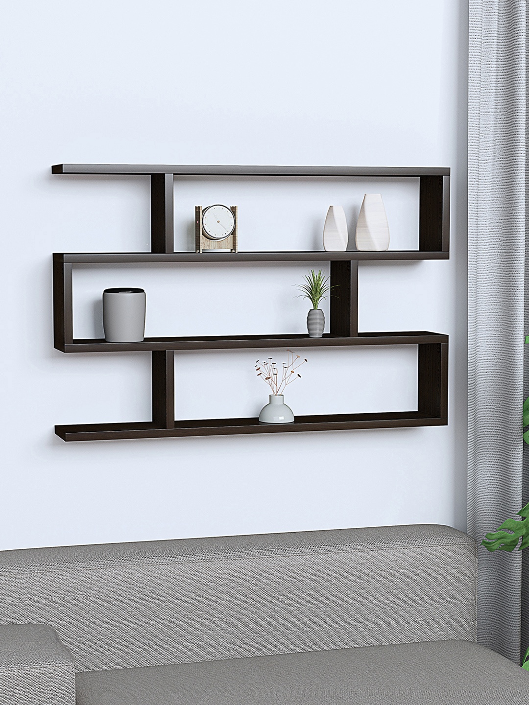 

RANDOM Coffee Brown Wood 3-Tier Wall Shelf