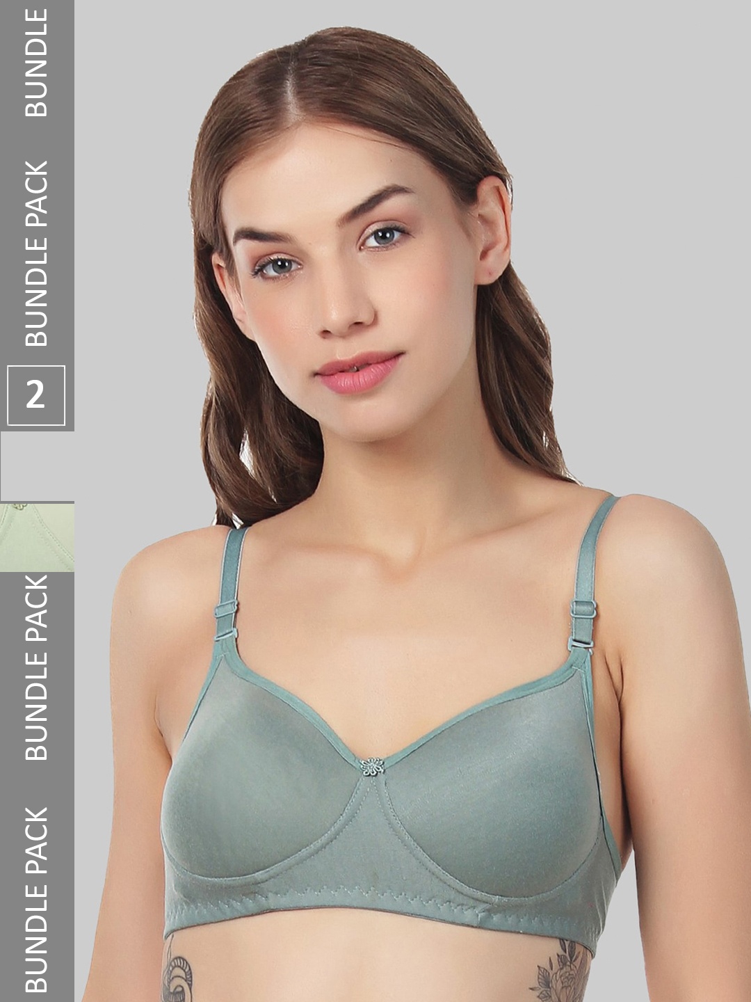 

FUNAHME Pack of 2 Full Coverage Lightly Padded Bra With All Day Comfort, Olive