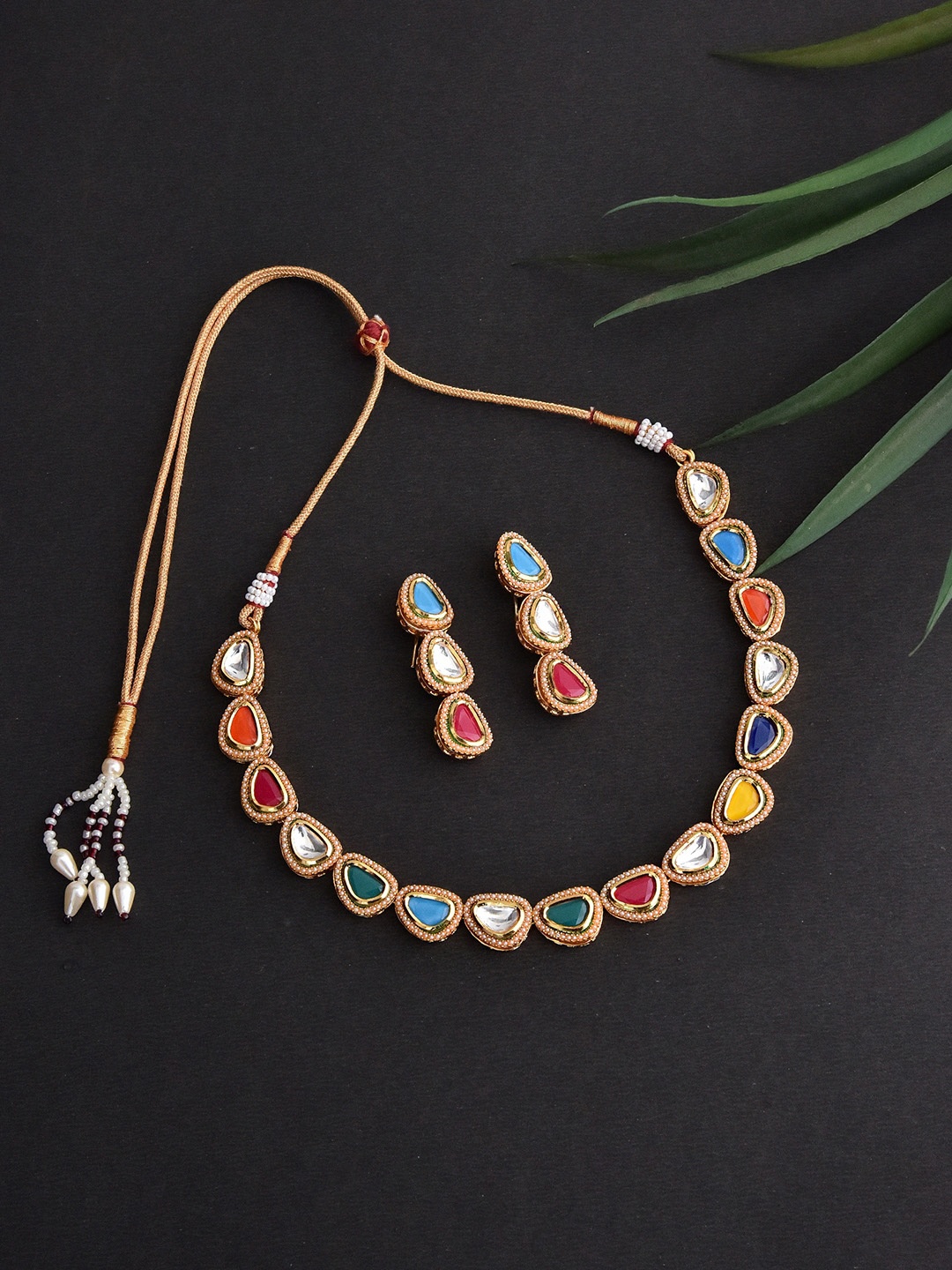

Swabhimann Jewellery Kundan Studded Jewellery Set, Gold