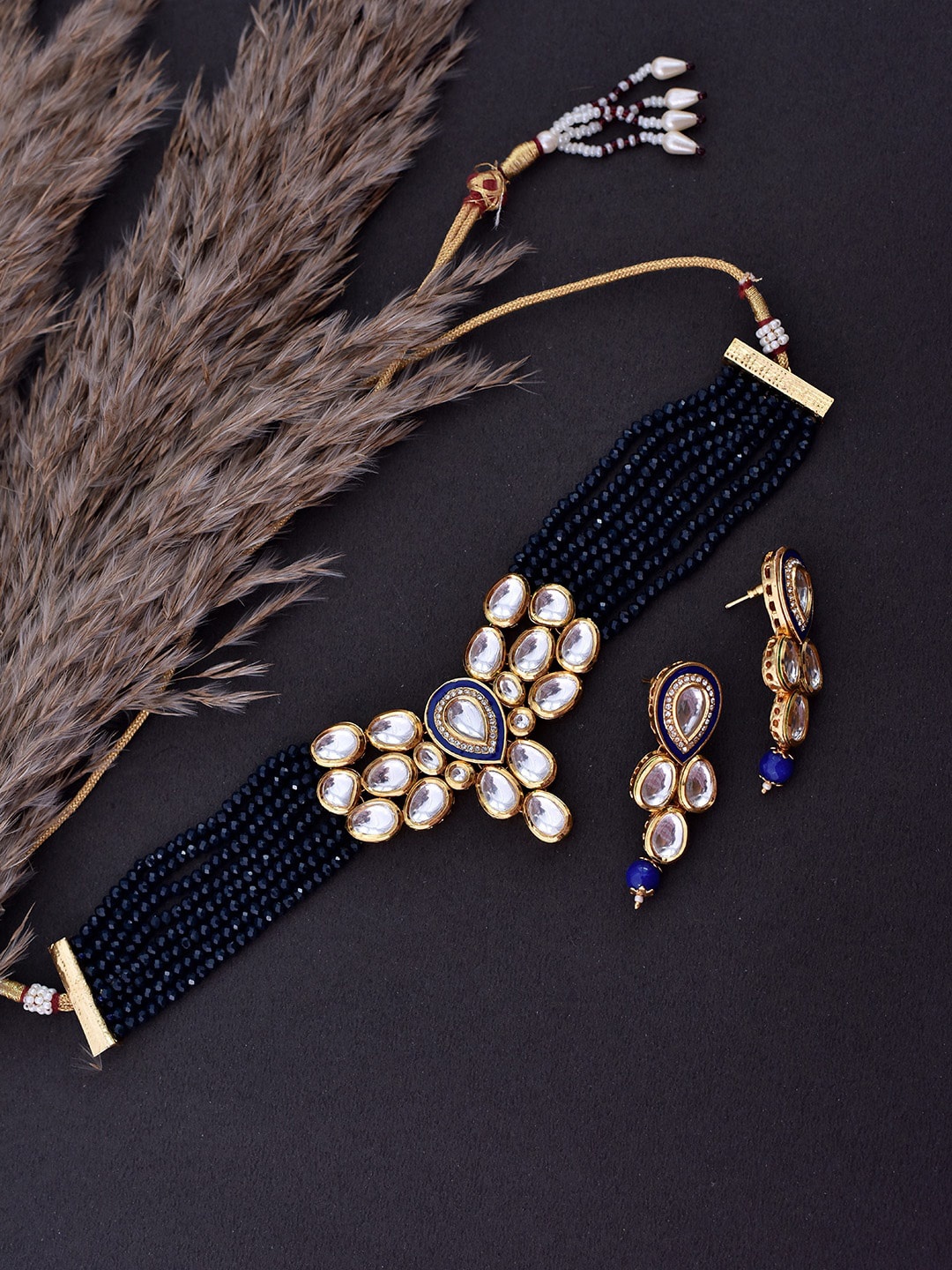 

Swabhimann Jewellery Kundan Studded & Beaded Jewellery Set, Gold