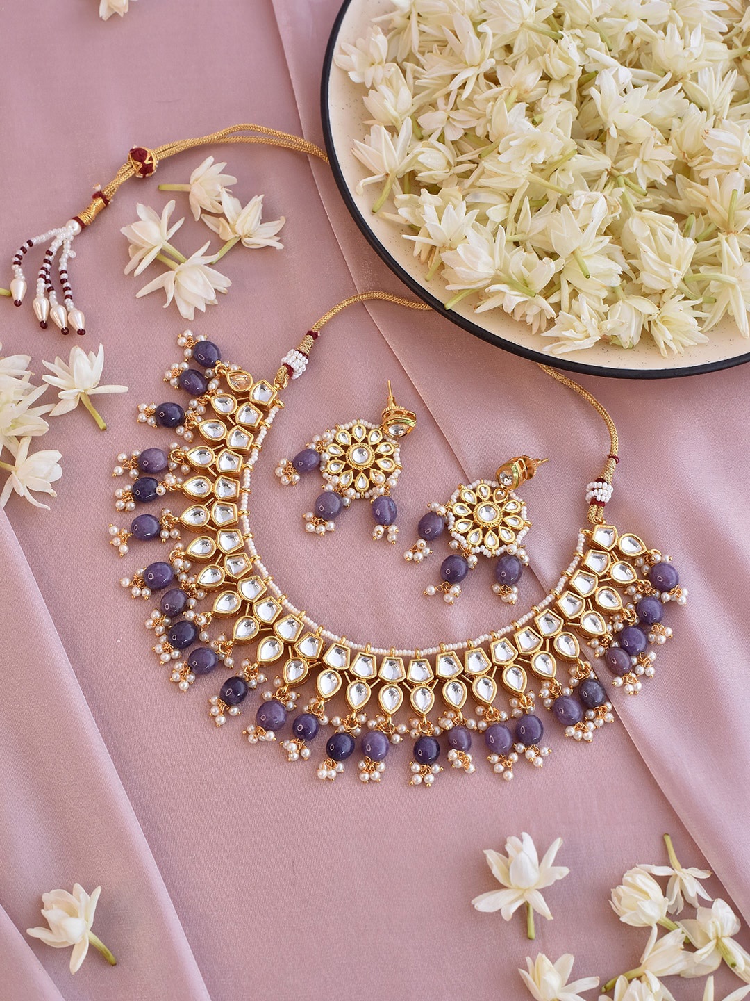 

Swabhimann Jewellery Kundan Studded & Beaded Jewellery Set, Gold