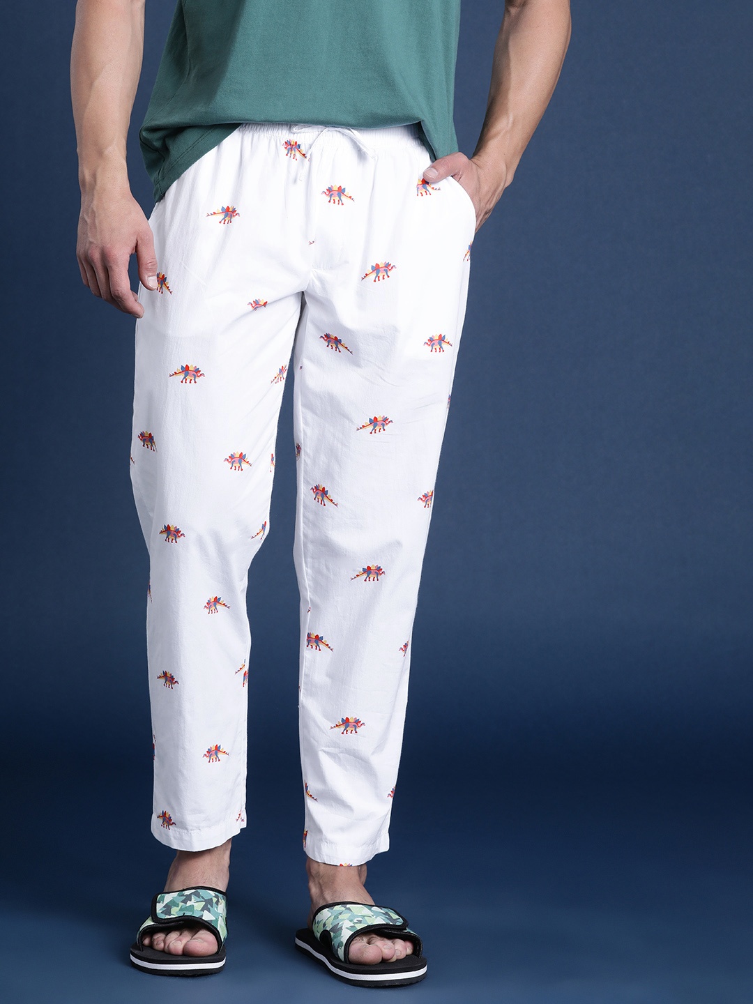 

Mast & Harbour Women Pure Cotton Printed Lounge Pants, White