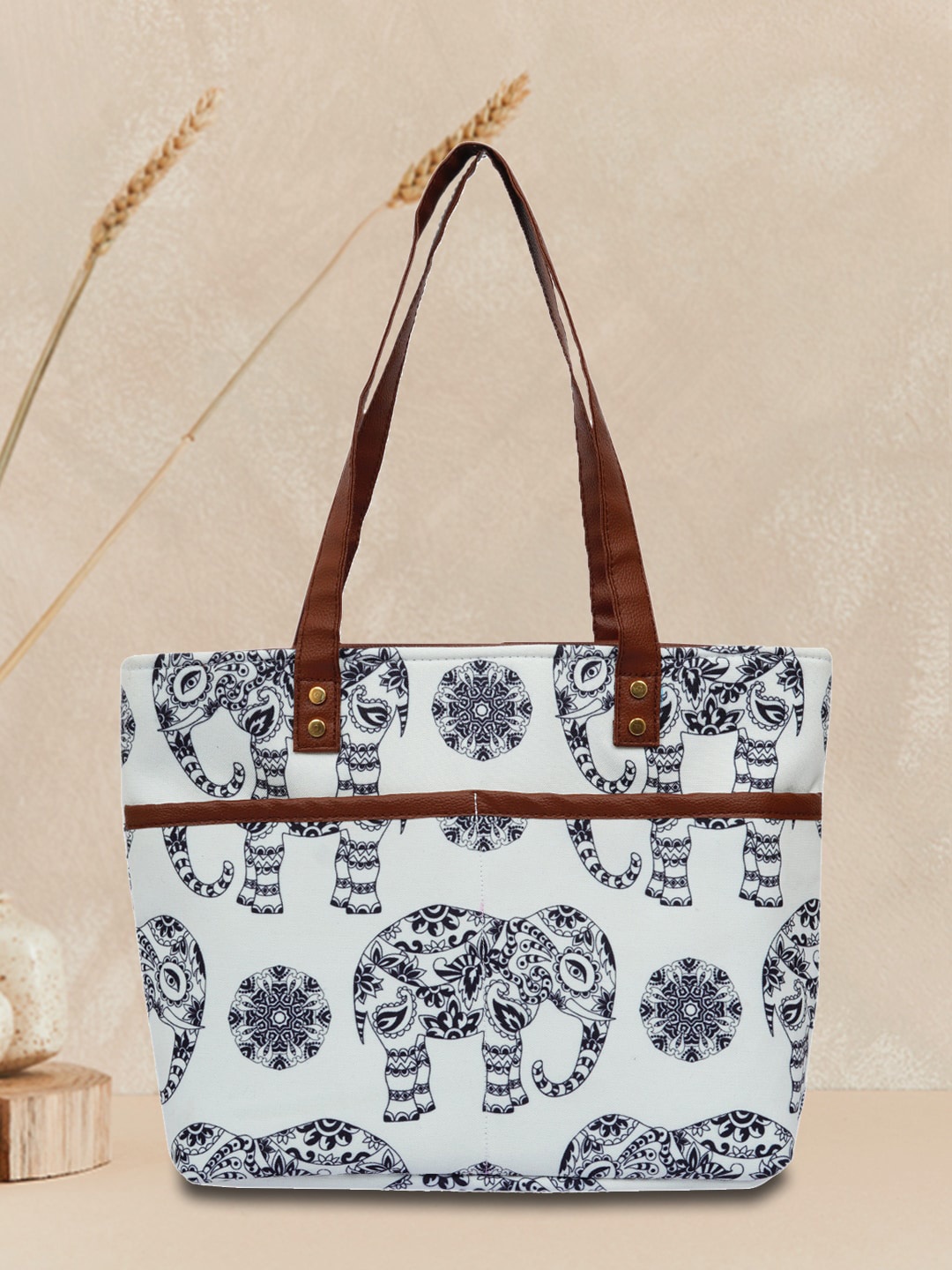 

DressBerry Ethnic Motifs Printed Shopper Shoulder Bag, White