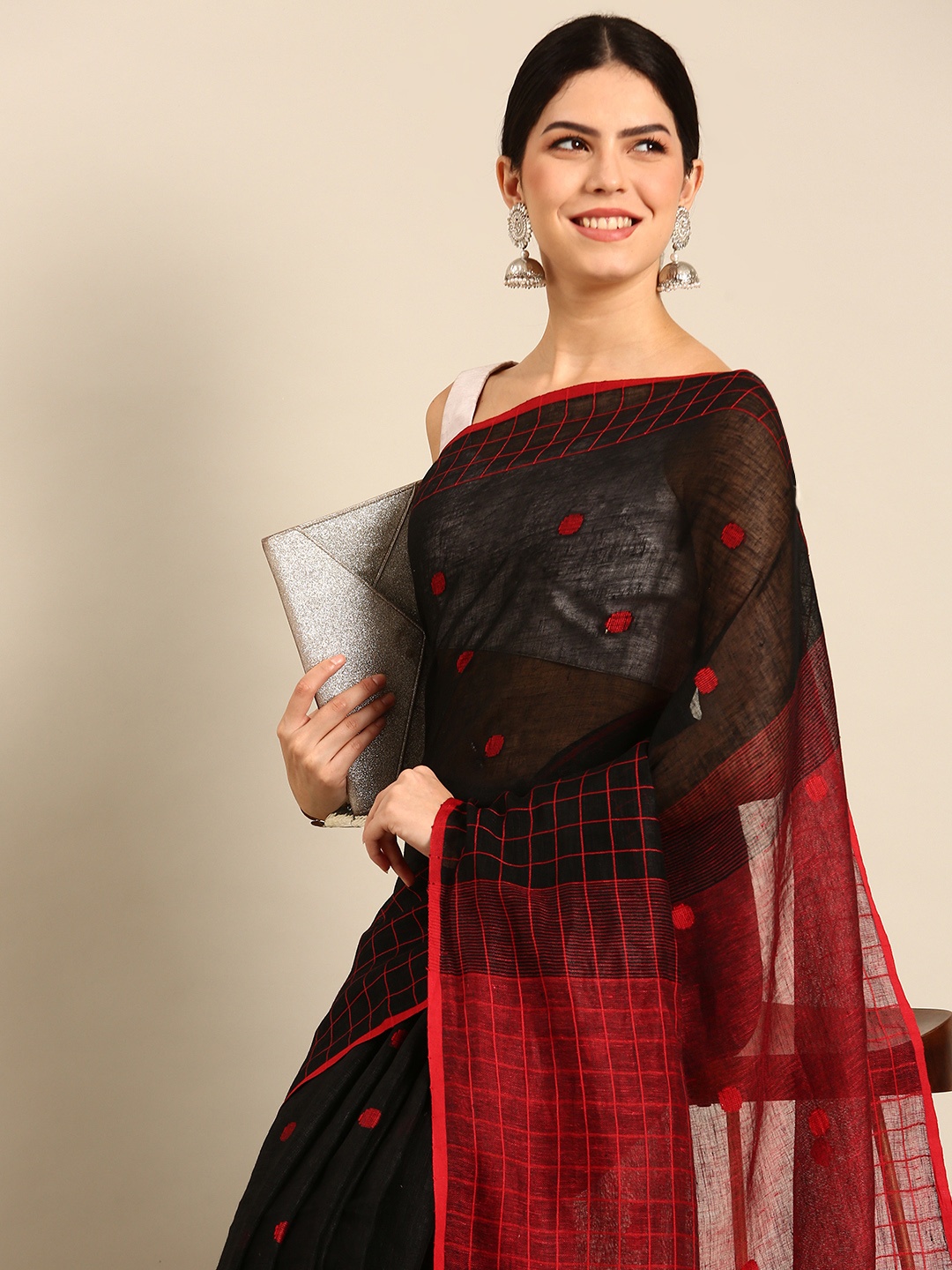 

Simaaya Woven Design Kota Saree, Black