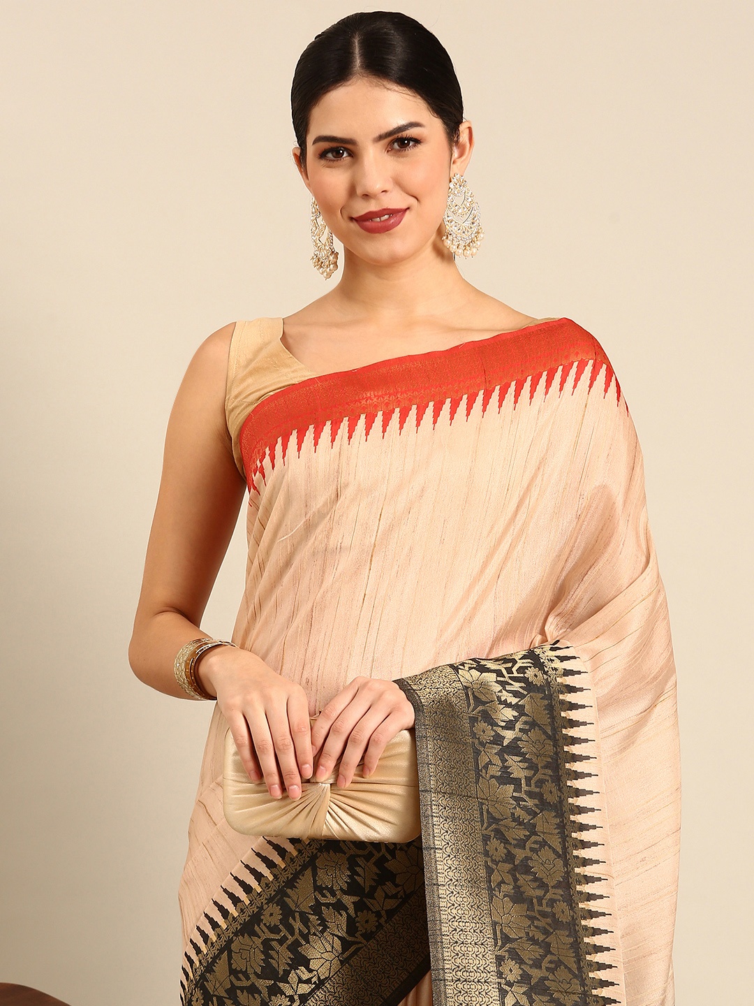 

Simaaya Woven Design Zari Art Silk Saree, Beige