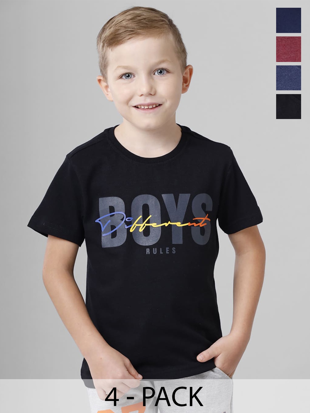 

BAESD Boys Multicoloured Typography 5 Printed Pockets T-shirt, Multi