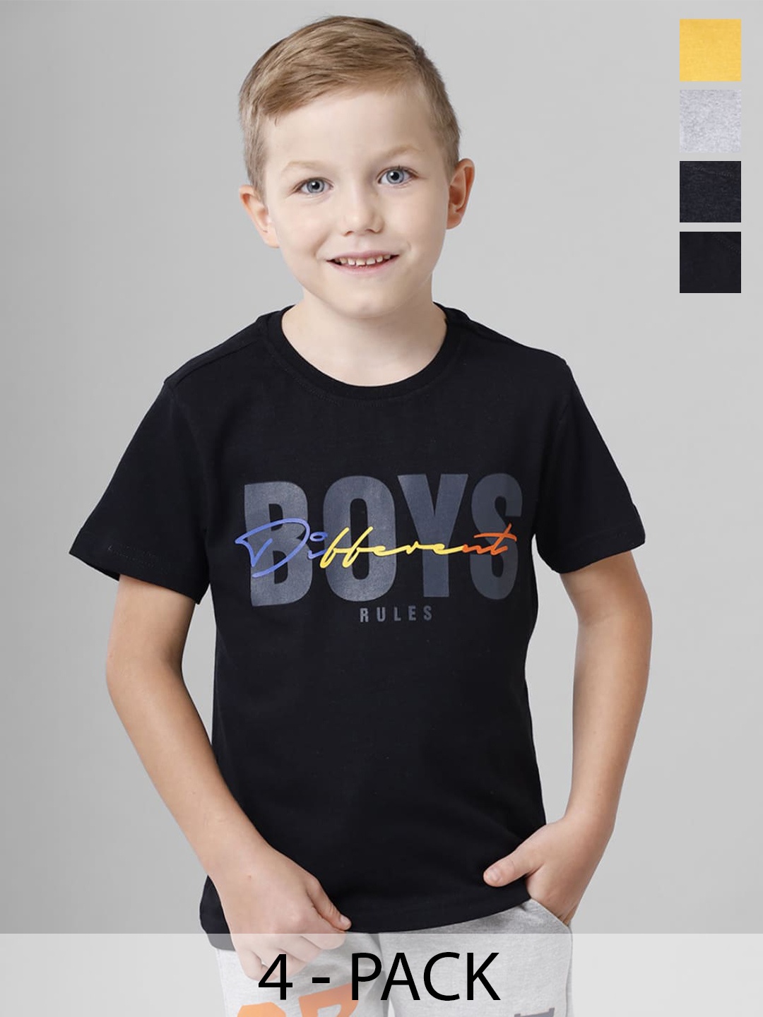 

BAESD Boys Multicoloured Typography 5 Printed T-shirt, Multi