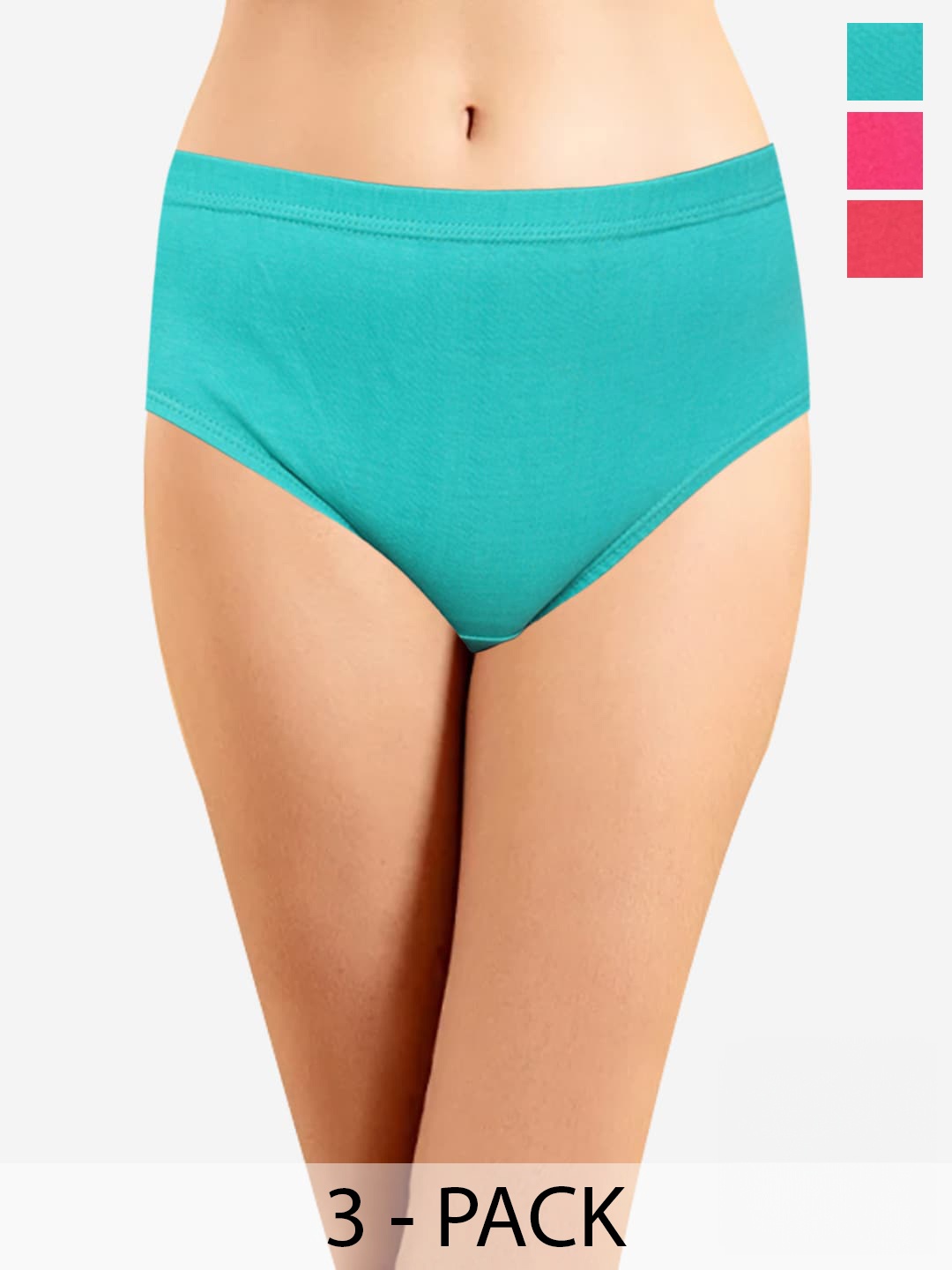 

In Care Pack Of 3 Pure Cotton Hipster Briefs, Sea green