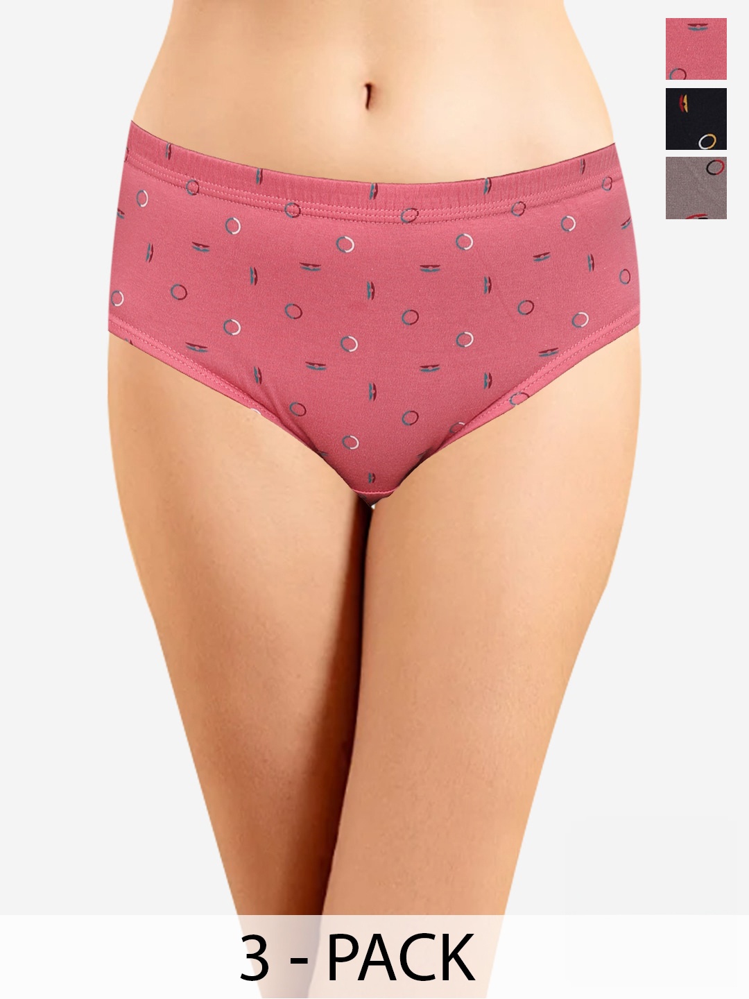 

In Care Pack Of 3 Micro Ditsy Printed Pure Cotton Hipster Briefs, Pink
