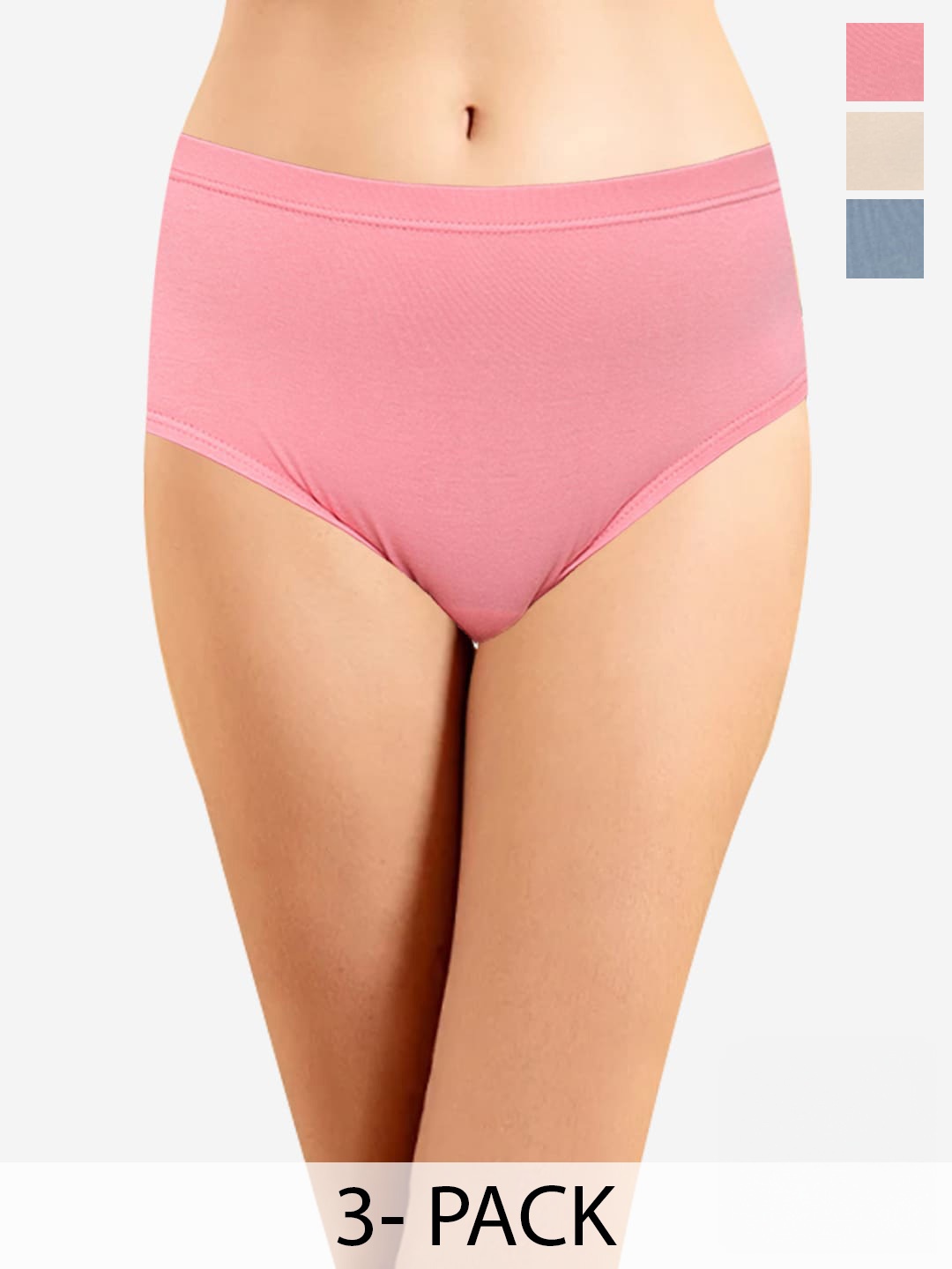 

In Care Women Pack Of 3 Pure Cotton Hipster Briefs, Pink
