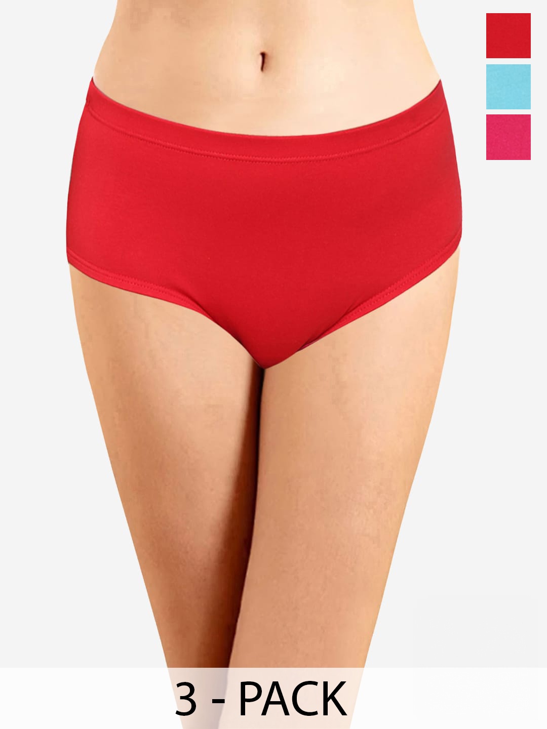 

In Care Women Pack Of 3 Pure Cotton Hipster Briefs, Red