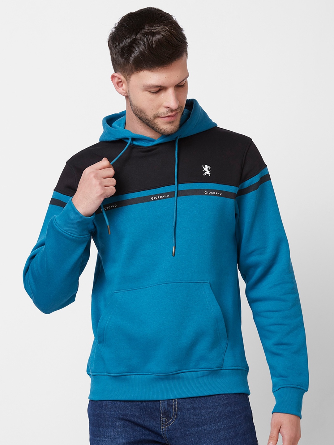 

GIORDANO Colourblocked Hooded Sweatshirt, Teal
