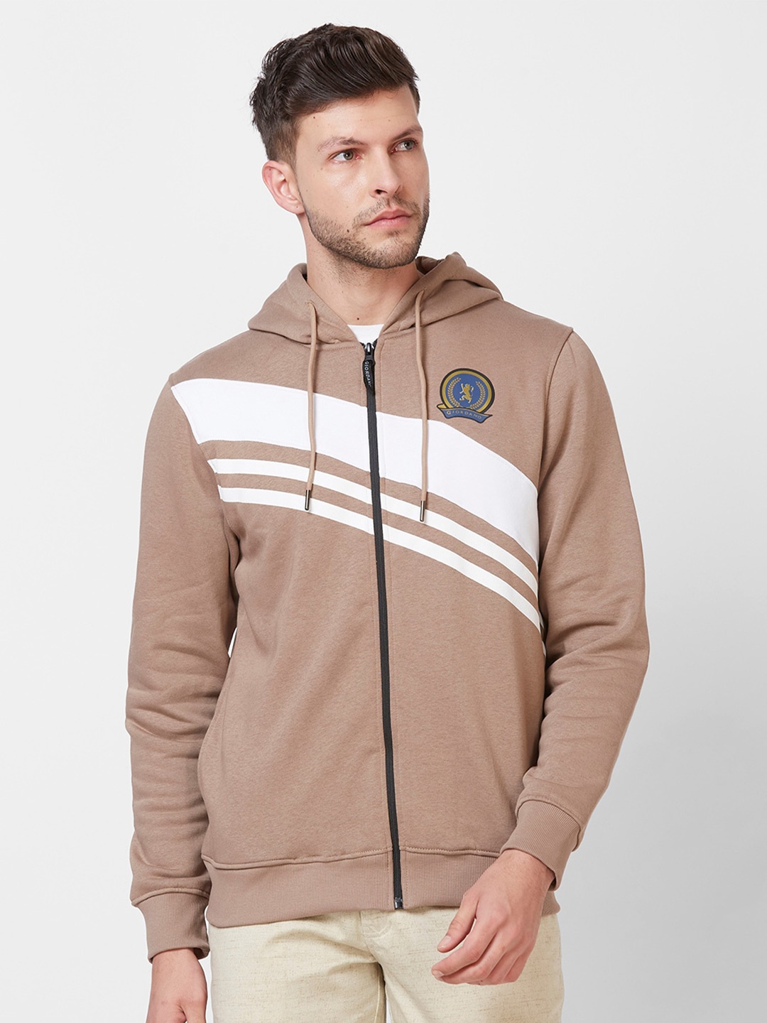 

GIORDANO Striped Hooded Sweatshirt, Bronze