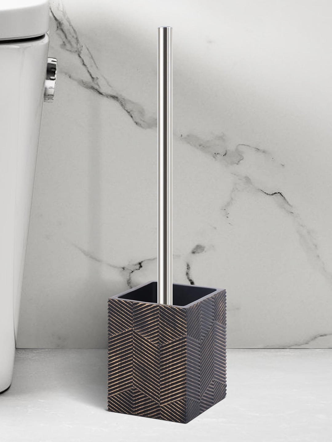 

OBSESSIONS Brown Textured Toilet Brush With Holder