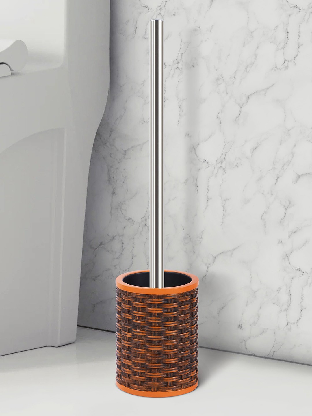 

OBSESSIONS Brown & Orange Textured Toilet Brush With Holder
