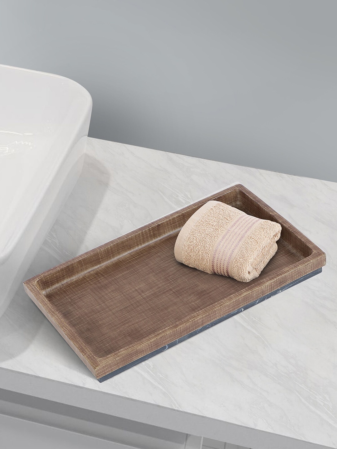 

OBSESSIONS Brown Textured Rectangular Bath Tray