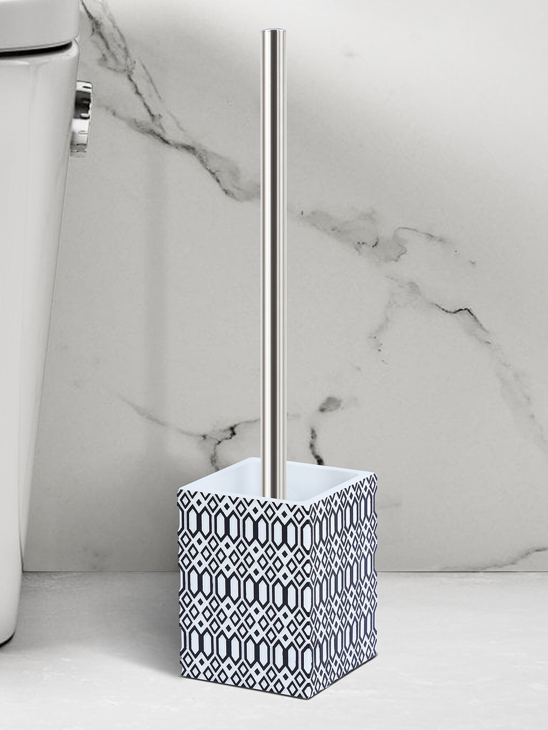 

OBSESSIONS Black & White Textured Toilet Brush With Holder